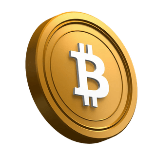 Tilted Bitcoin BTC coin as a visual element in the hero section