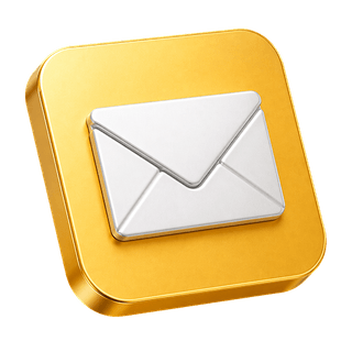 3D icon of a mail envelope decorating the contact us page