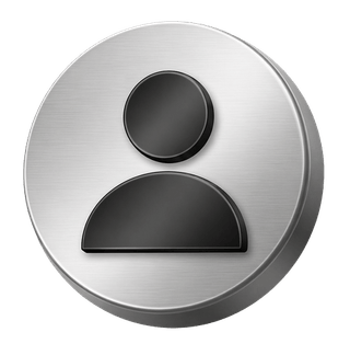 Decorative element featuring a 3D silver user avatar icon on FAQ page