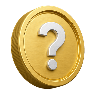 FAQ page decorative element showing a 3D gold coin with a question mark